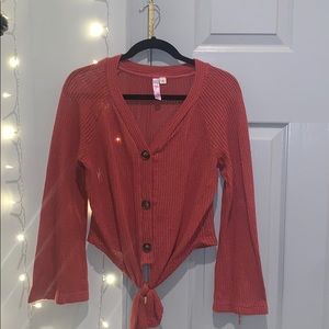 Dark coral long sleeve blouse